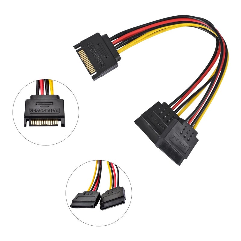 AccEncyc 3 عبوات من موزع الطاقة SATA - كابل تمديد 15 دبوس، 9.8 بوصة، يدعم HDD و SSD - Image 3